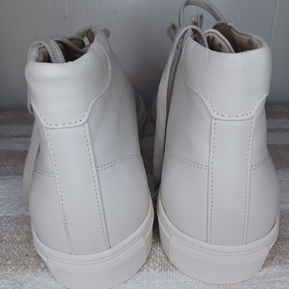 SUITSUPPLY men's high top solid white leather sneakers -  EU 47 / US 9.5-10 - Picture 3 of 11